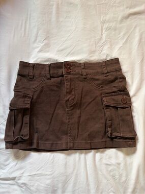 Brown Cargo Pocket Mini Skirt